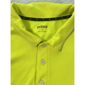Vintage‎ Prince Tennis Shirt Size L Large Athletic 100% Polyester Neon Yellow